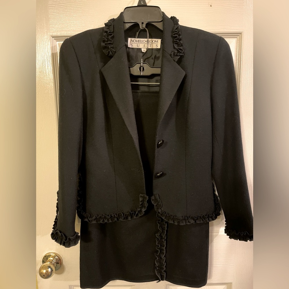 Noviello Bloom Black 2 Piece Wool Suit, Size 4